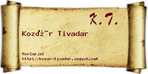 Kozár Tivadar névjegykártya